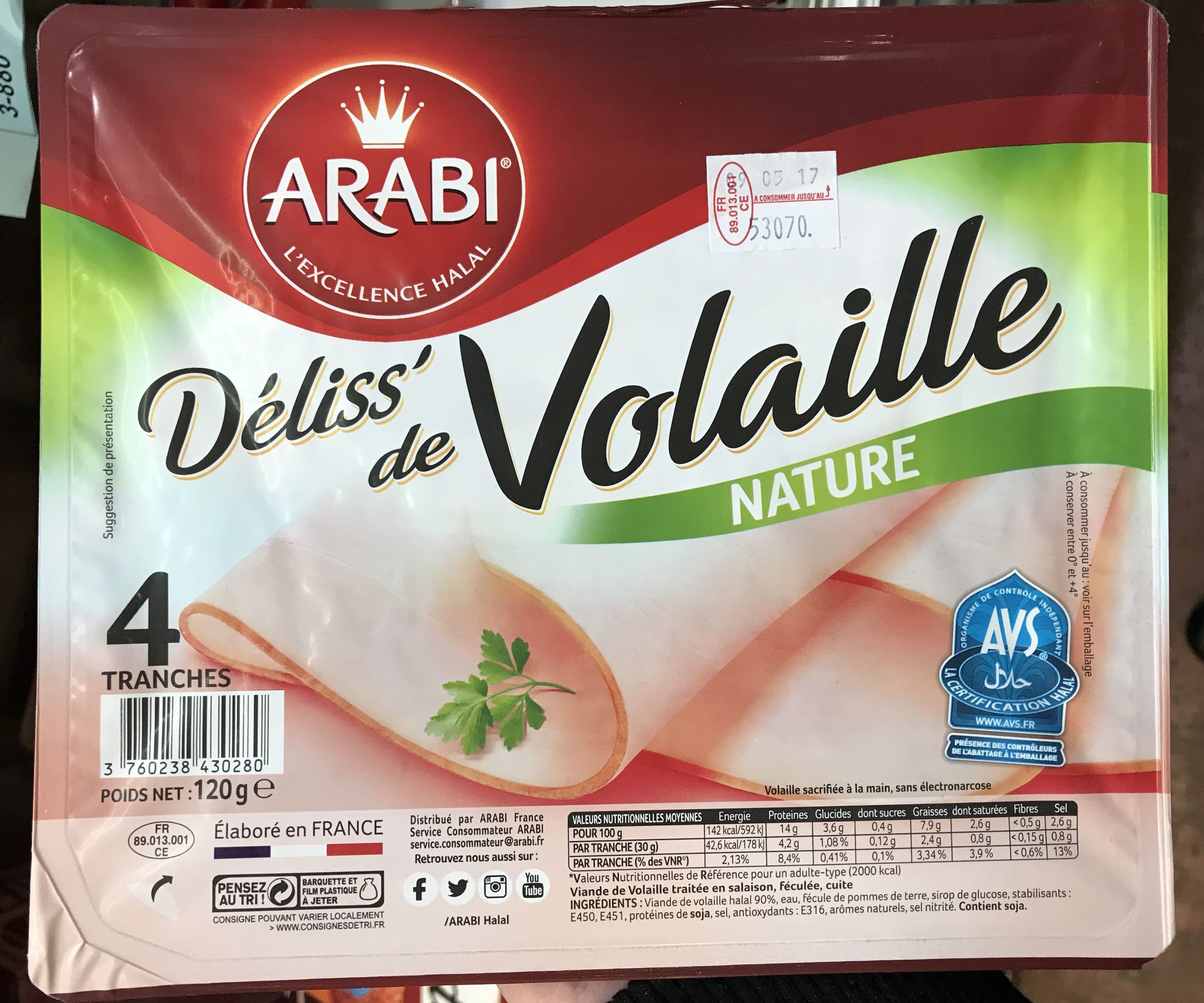 Arabi Déliss' de Volaille Nature packshot