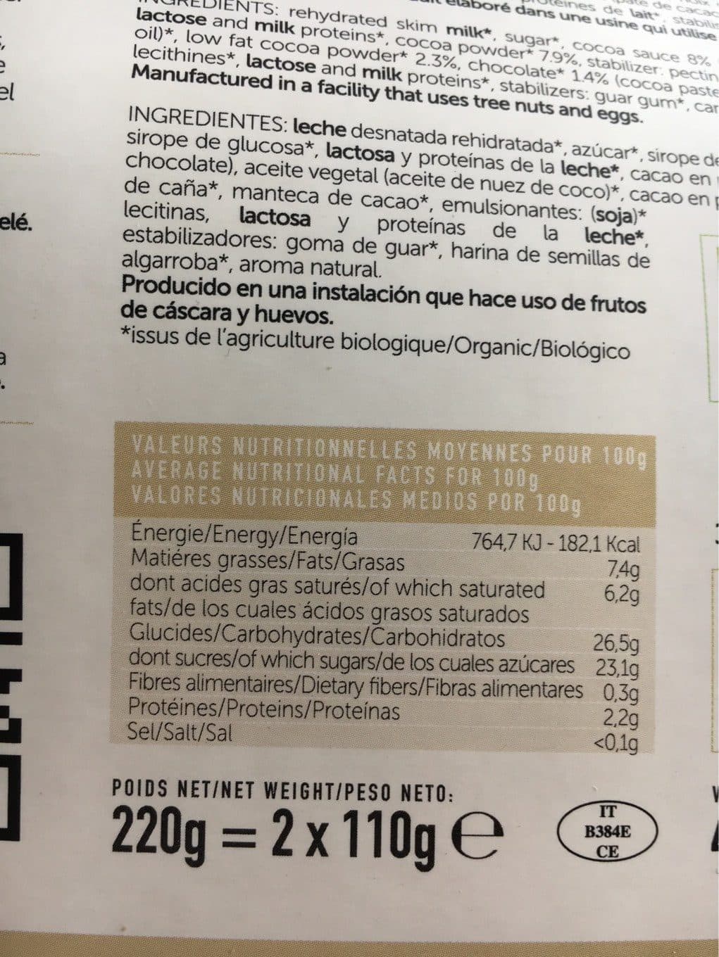 Sapprit Glace bio au goût de crème et chocolat packshot