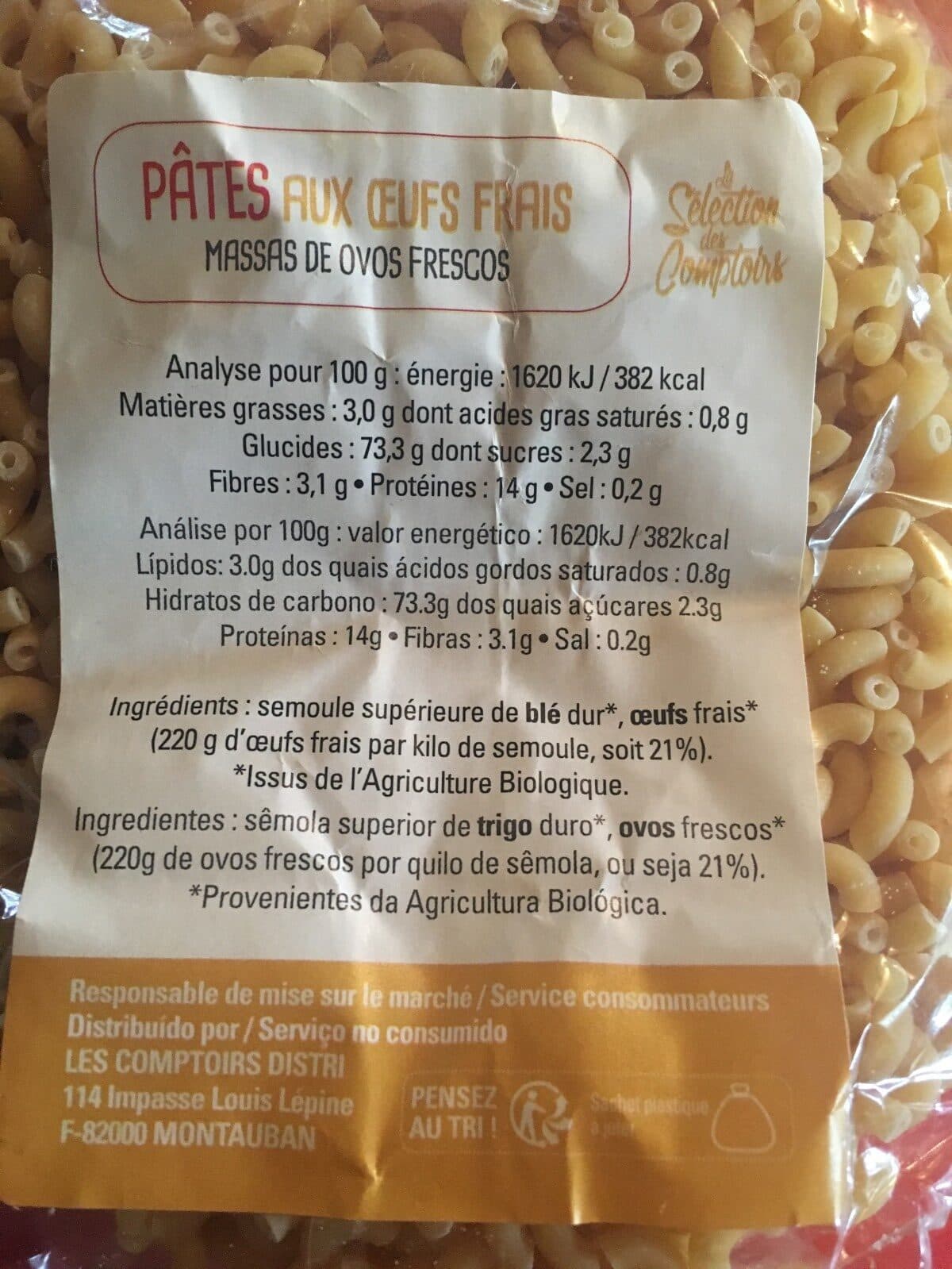Open Food Facts Coquillettes Aux oeufs Frais packshot