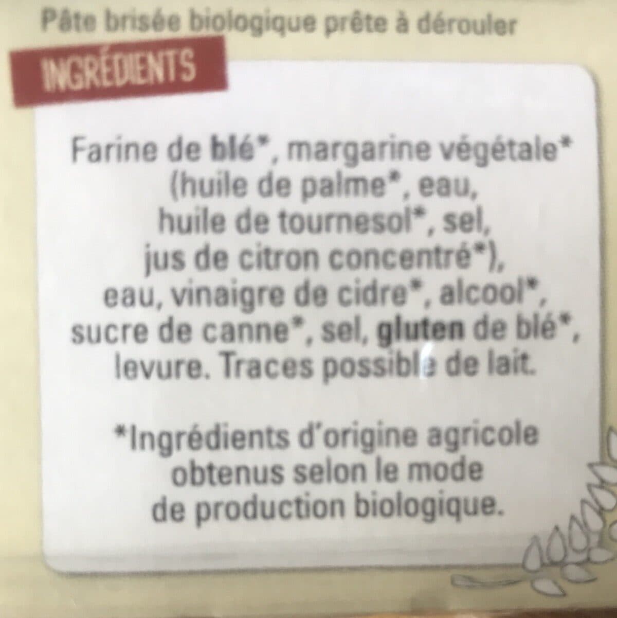 Sélection des comptoirs Pate brisee bio packshot