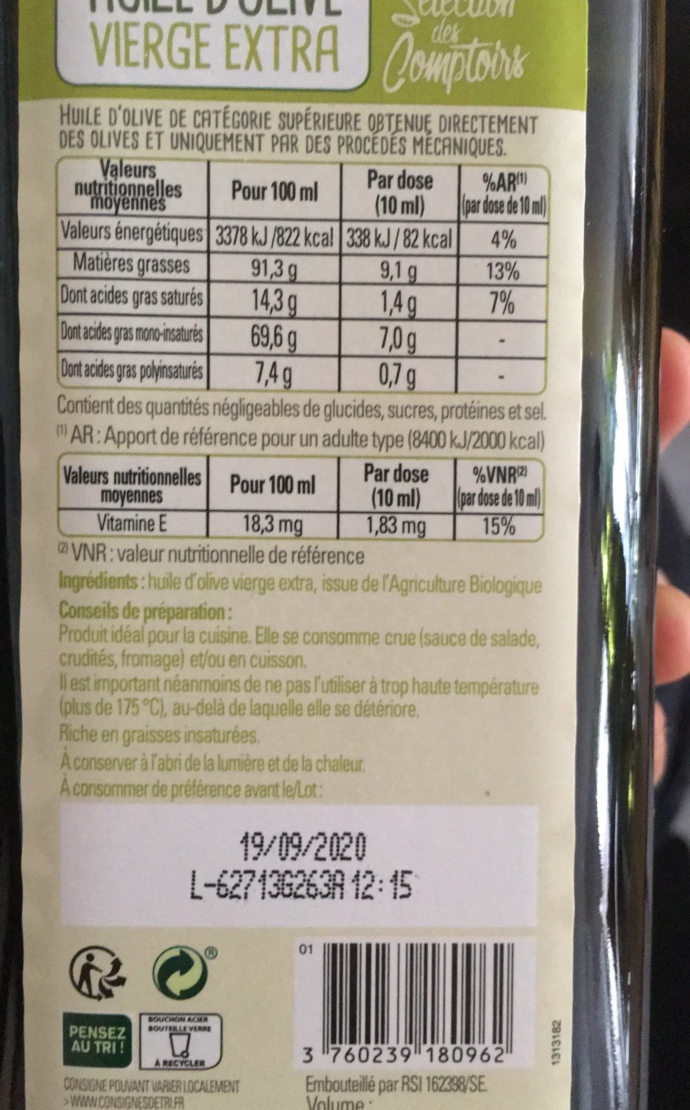La sélection des comptoirs Huile d'olive vierge extra packshot