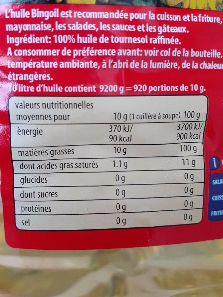 Bingoil Huile de tournesol raffinée packshot