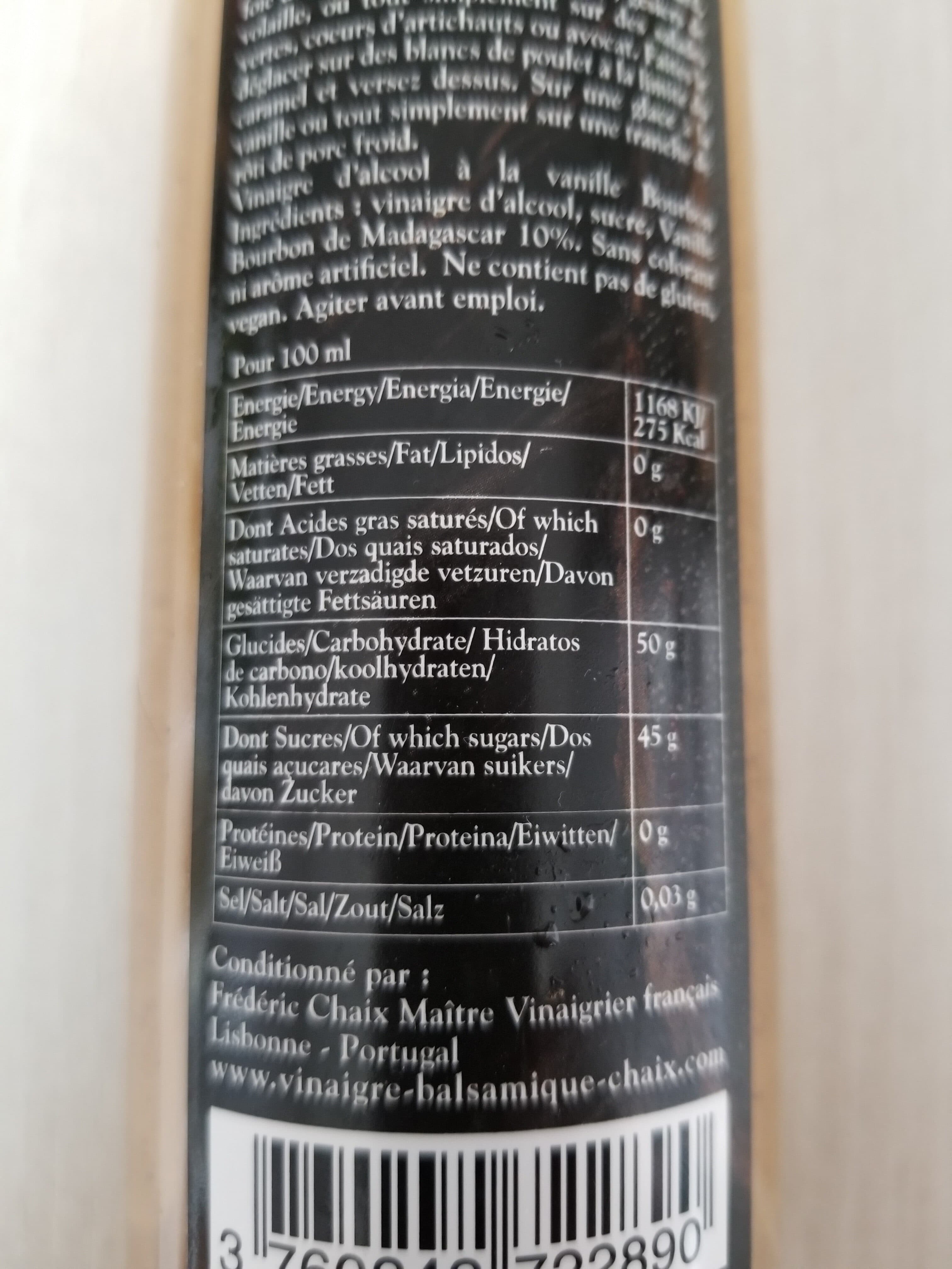 Open Food Facts Vinaigre à la vanille bourbon de madagascar packshot