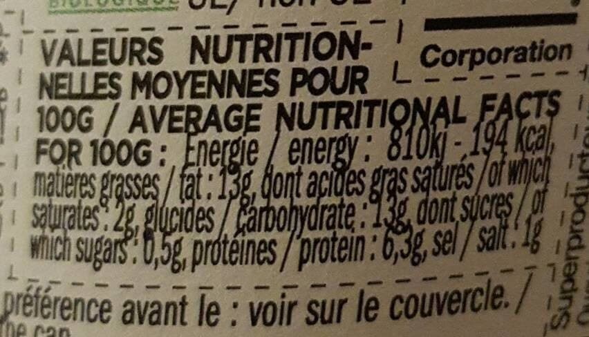 Super Producteur Crème fine bio de pois chiche packshot