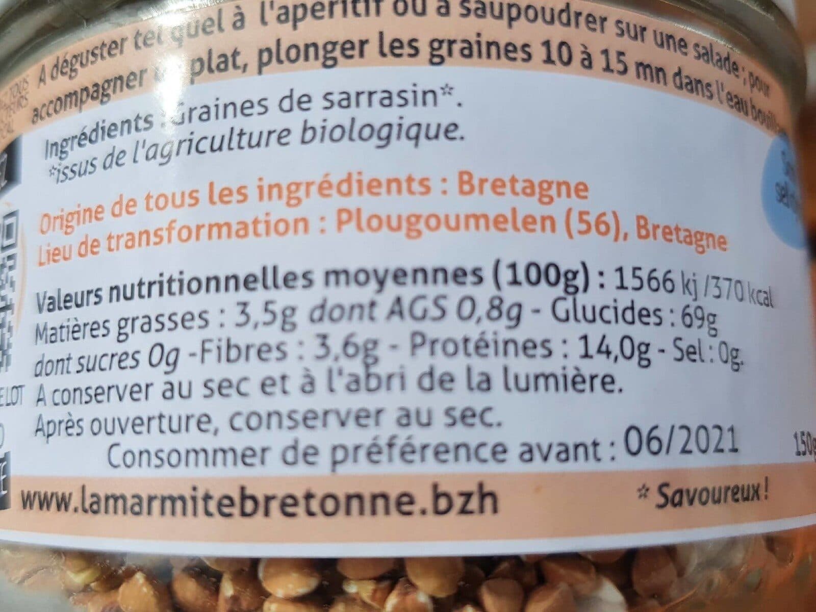 La Marmite Bretonne Graines de Sarrasin grillées packshot