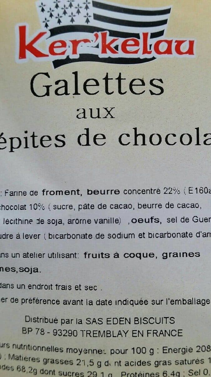 Open Food Facts Galettes aux pépites de chocolat packshot