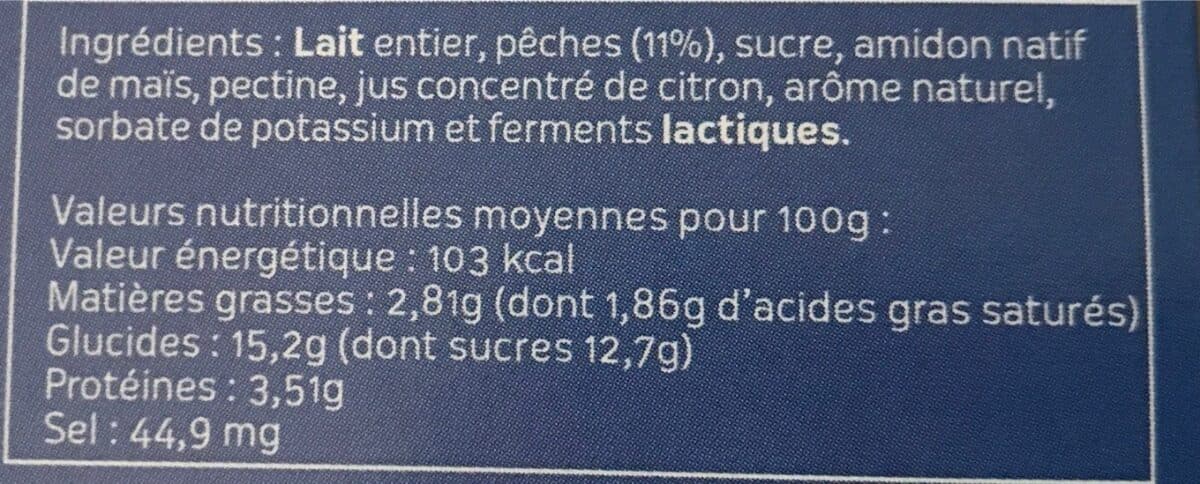 Cimelait Yaourt lait entier brasses a la pêche packshot
