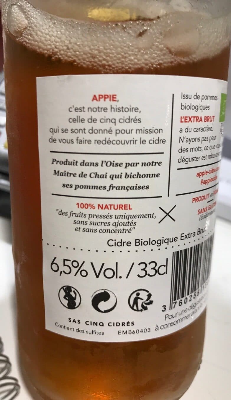 Appie Cidre l'Extra brut bio packshot