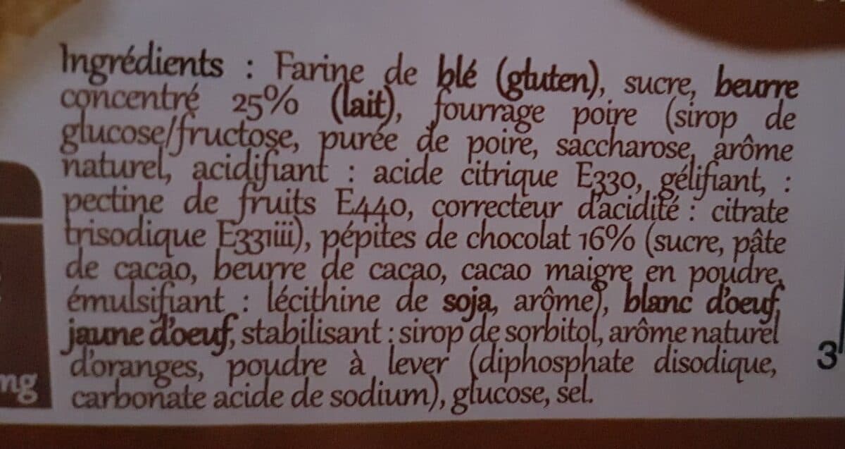Open Food Facts Quatre quarts pépites de chocolat fourrage poire packshot