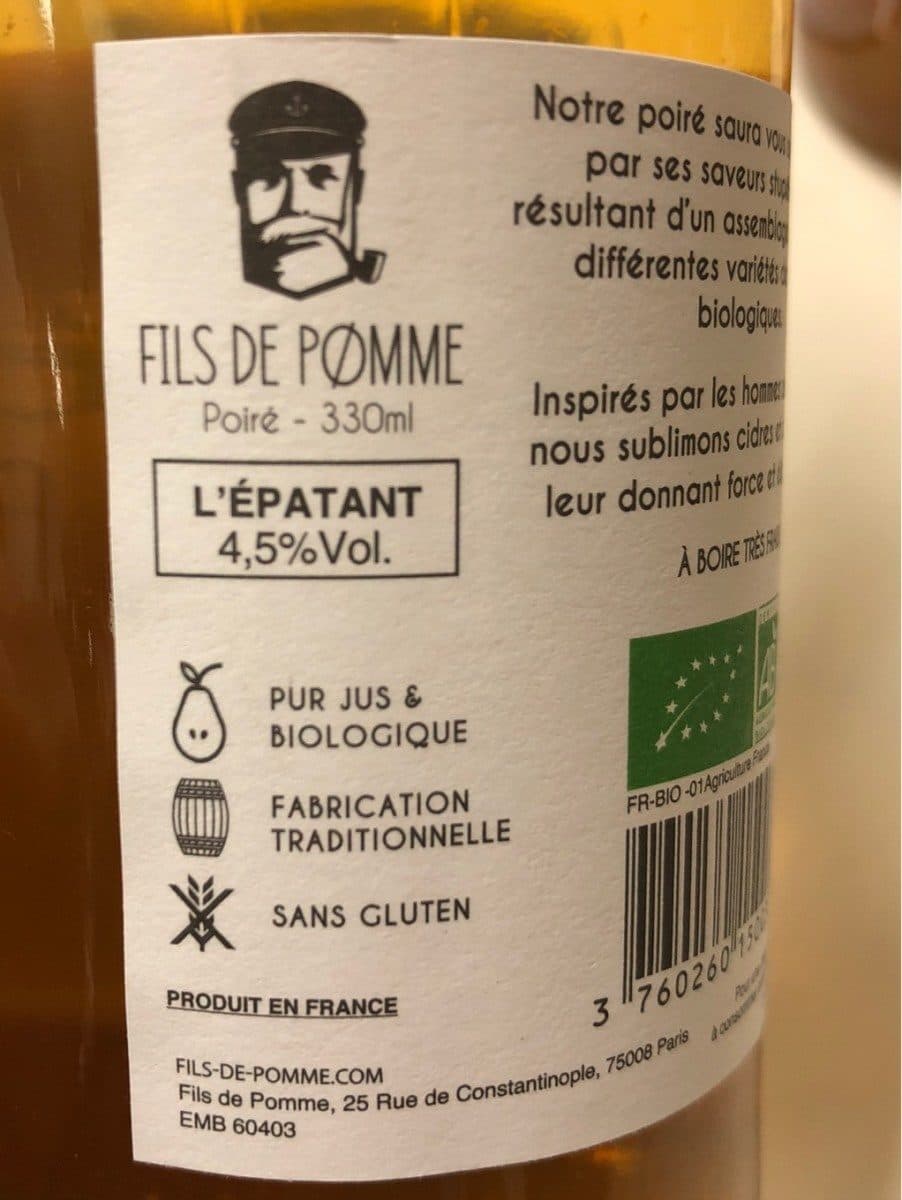 Open Food Facts Cidre Poiré Bio "L'Épatant" packshot