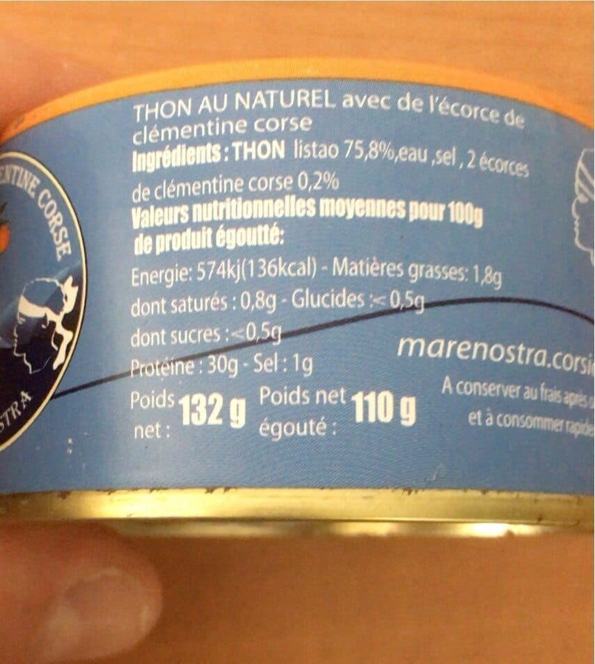 Mare Nostra Thon à la clementine Corse packshot