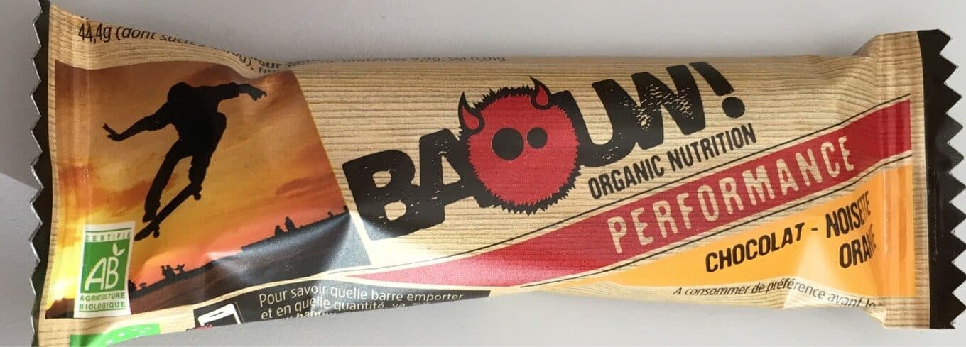Baouw Organic Nutrition Barre Junior Performance - Chocolat-Noisette-Orange packshot