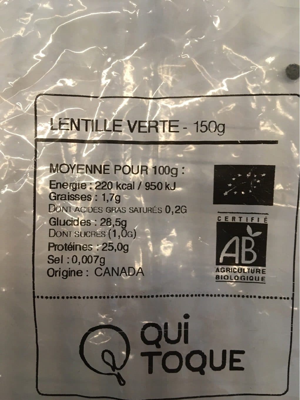 QUITOQUE Lentilles vertes packshot