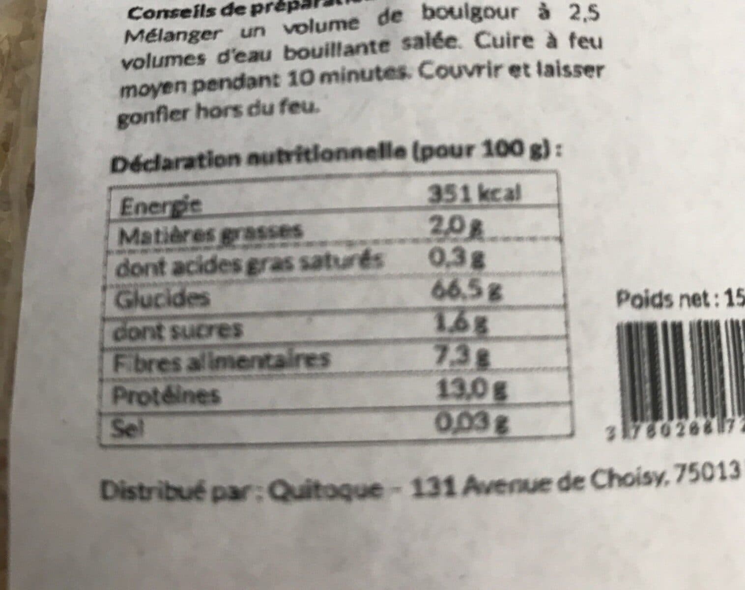 Quitoque Boulgour gros packshot