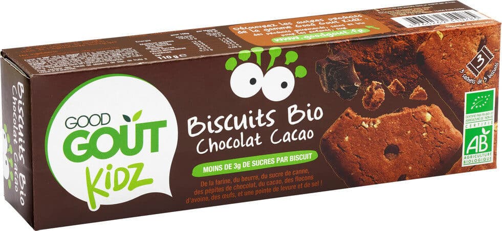 good gout Biscuits Bio aux pépites de chocolat et au cacao. packshot