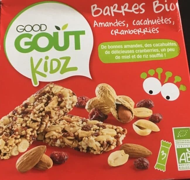 Good Gout Barres Bio amandes cacahuètes cranberries-Good Gout Kidz-60g packshot