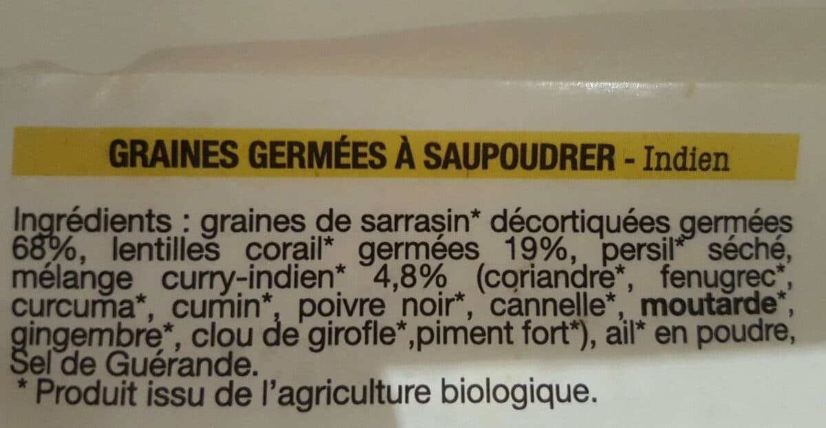 Open Food Facts Graines germées à saupoudrer indien packshot