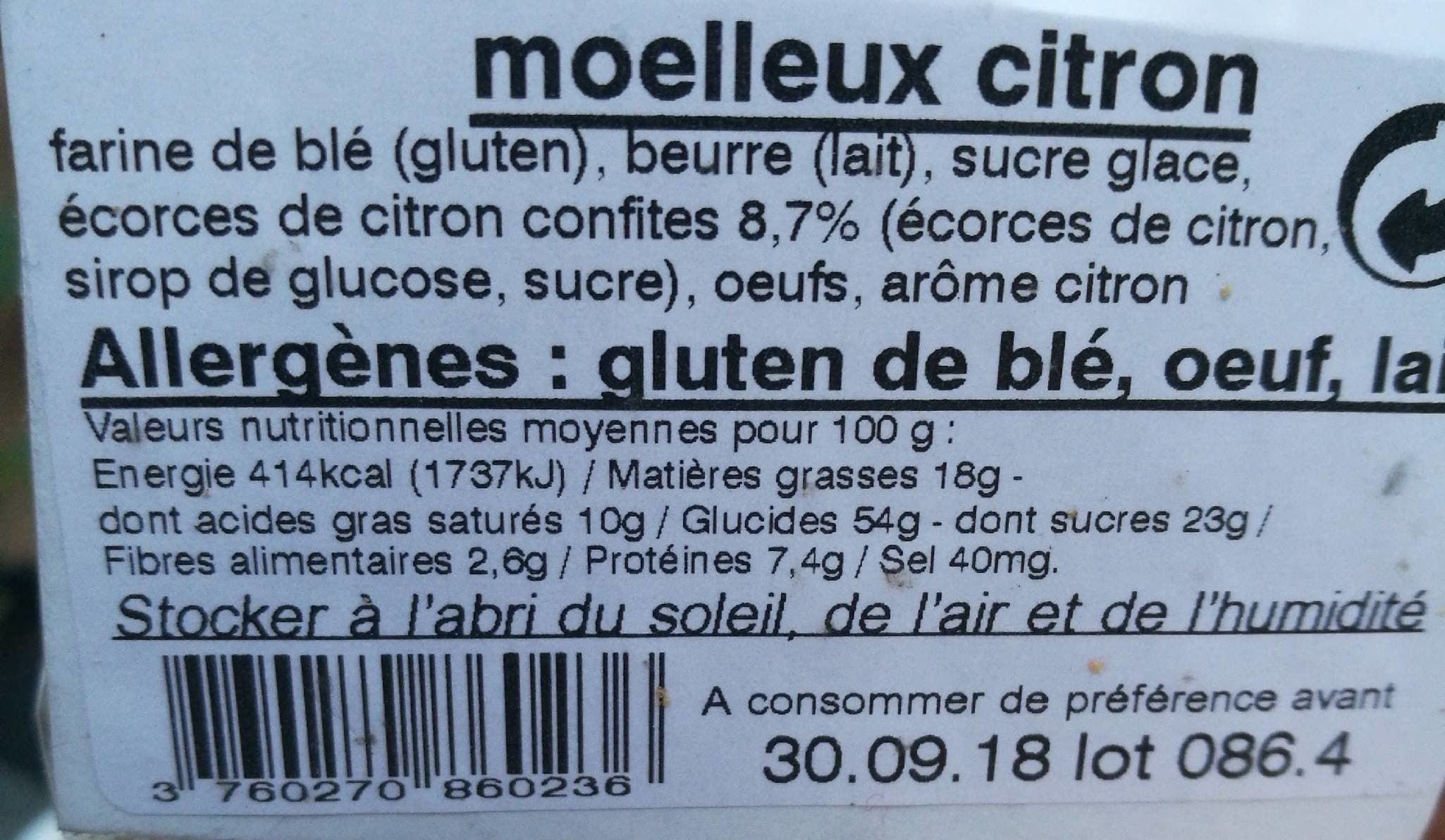 Open Food Facts Palet moelleux au citron packshot