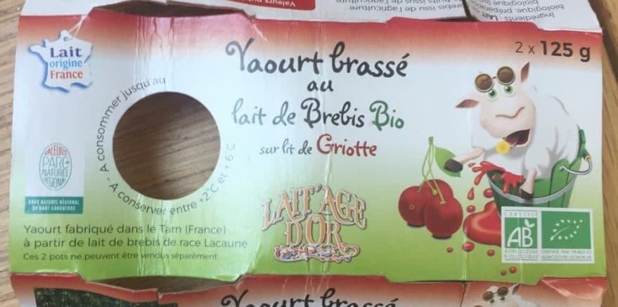 Lait'Age d'Or Yaourt brassé au lait de brebis bio sur lit de Griotte packshot