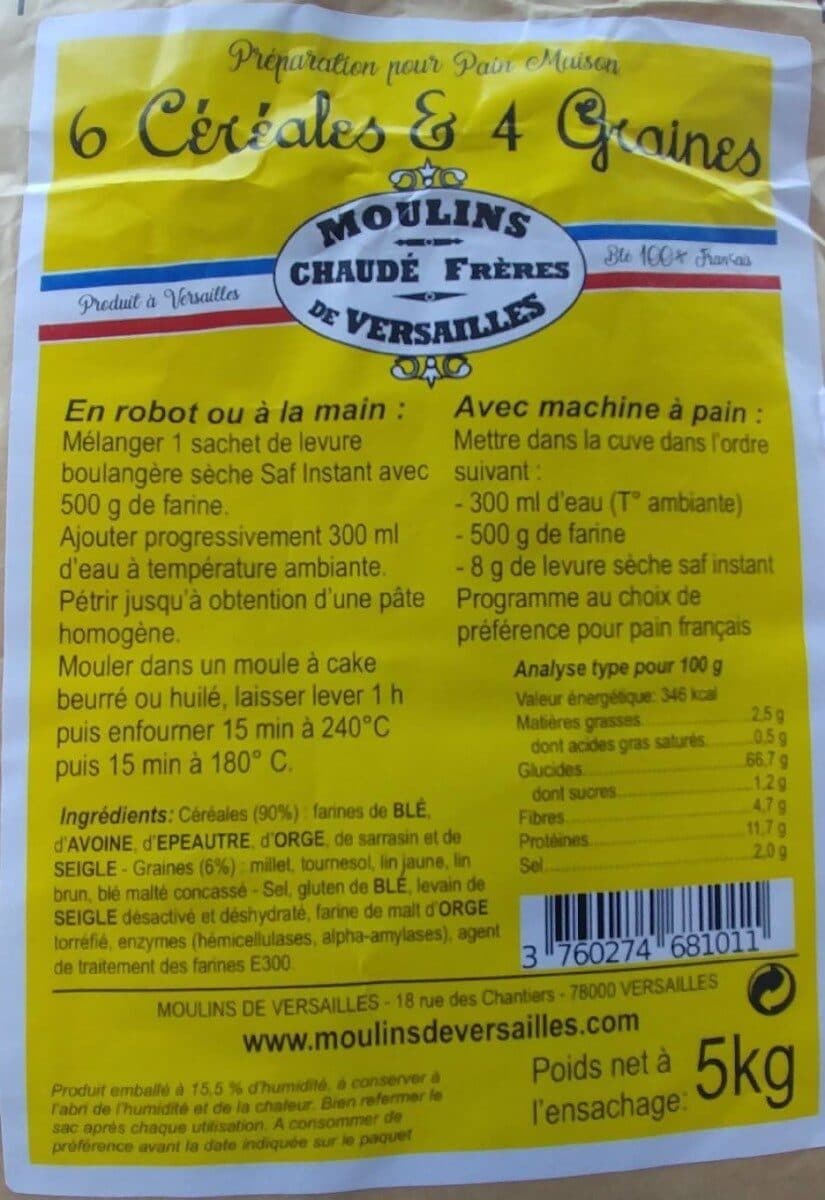 Open Food Facts Préparation pour pain maison 6 céréales et 4 graines packshot