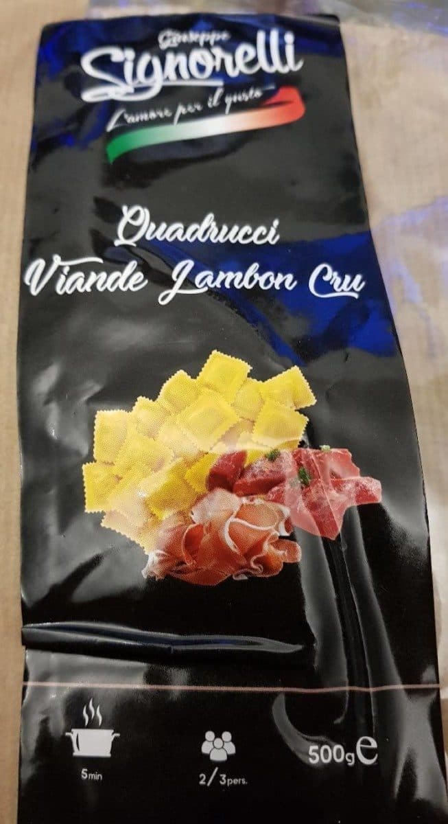 Open Food Facts Quadrucci viande jambon cru packshot