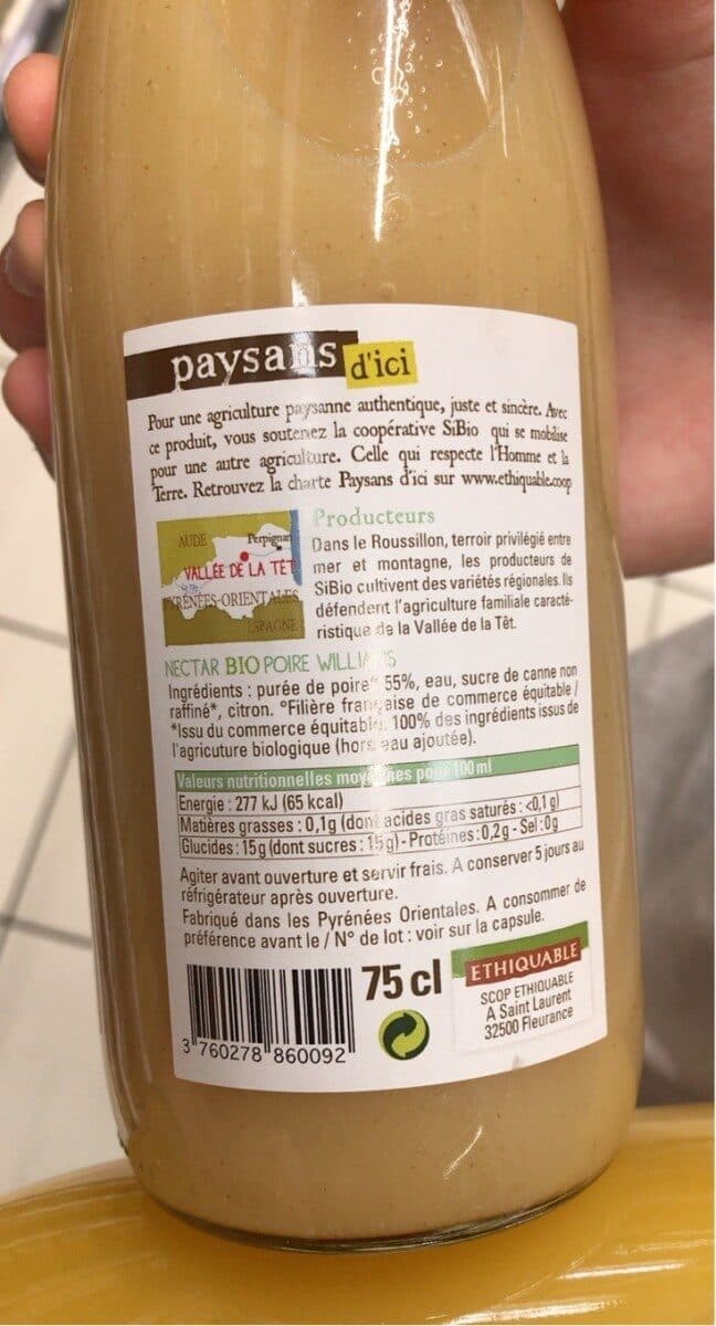 Paysans d'ici Nectar bio poire williams packshot