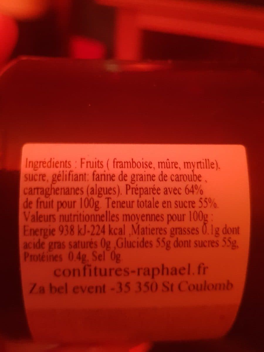 Confiture Raphaël 3 fruit des bois packshot