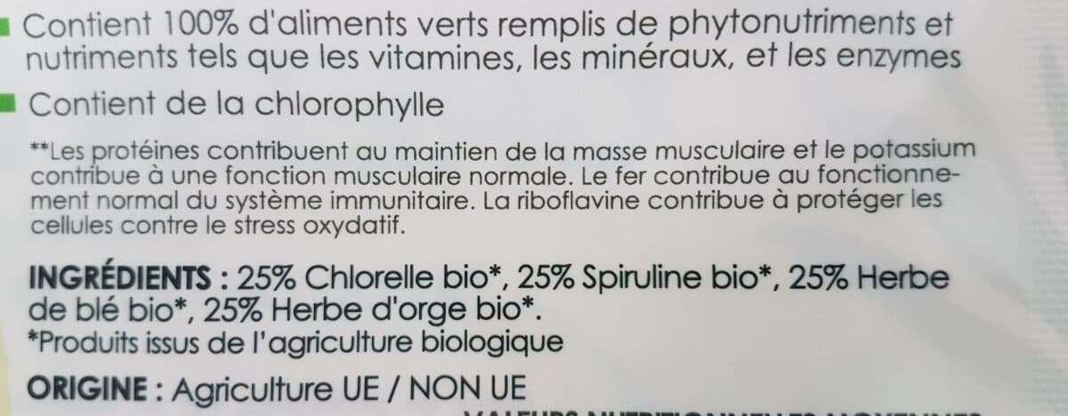 Madia bio Mélange Chlorelle, Spiruline, Herbe De Blé, Herbe D'orge packshot