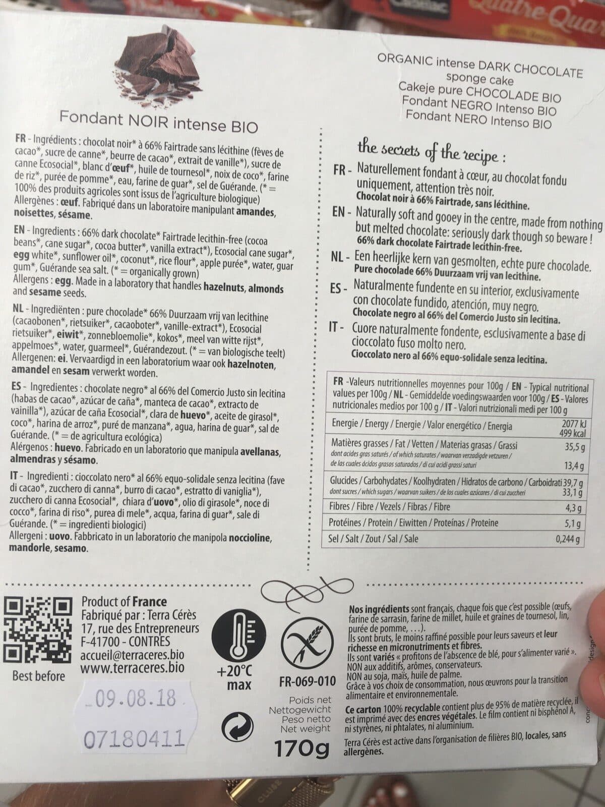 Open Food Facts Fondant noir ibtebse packshot