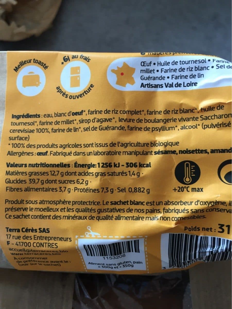 Open Food Facts Pain brioché sans gluten packshot