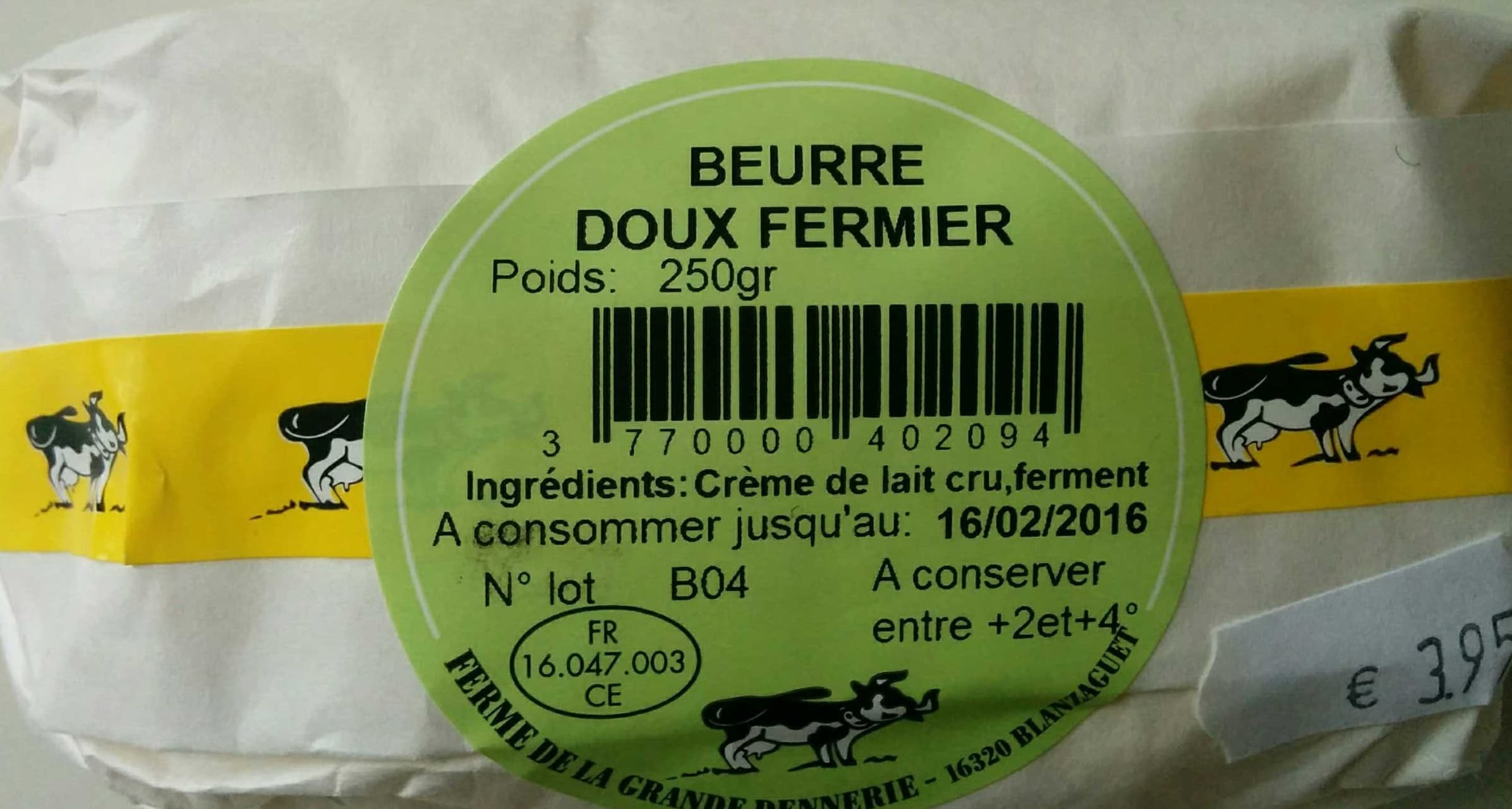 Ferme de la Grande Dennerie Beurre doux fermier packshot