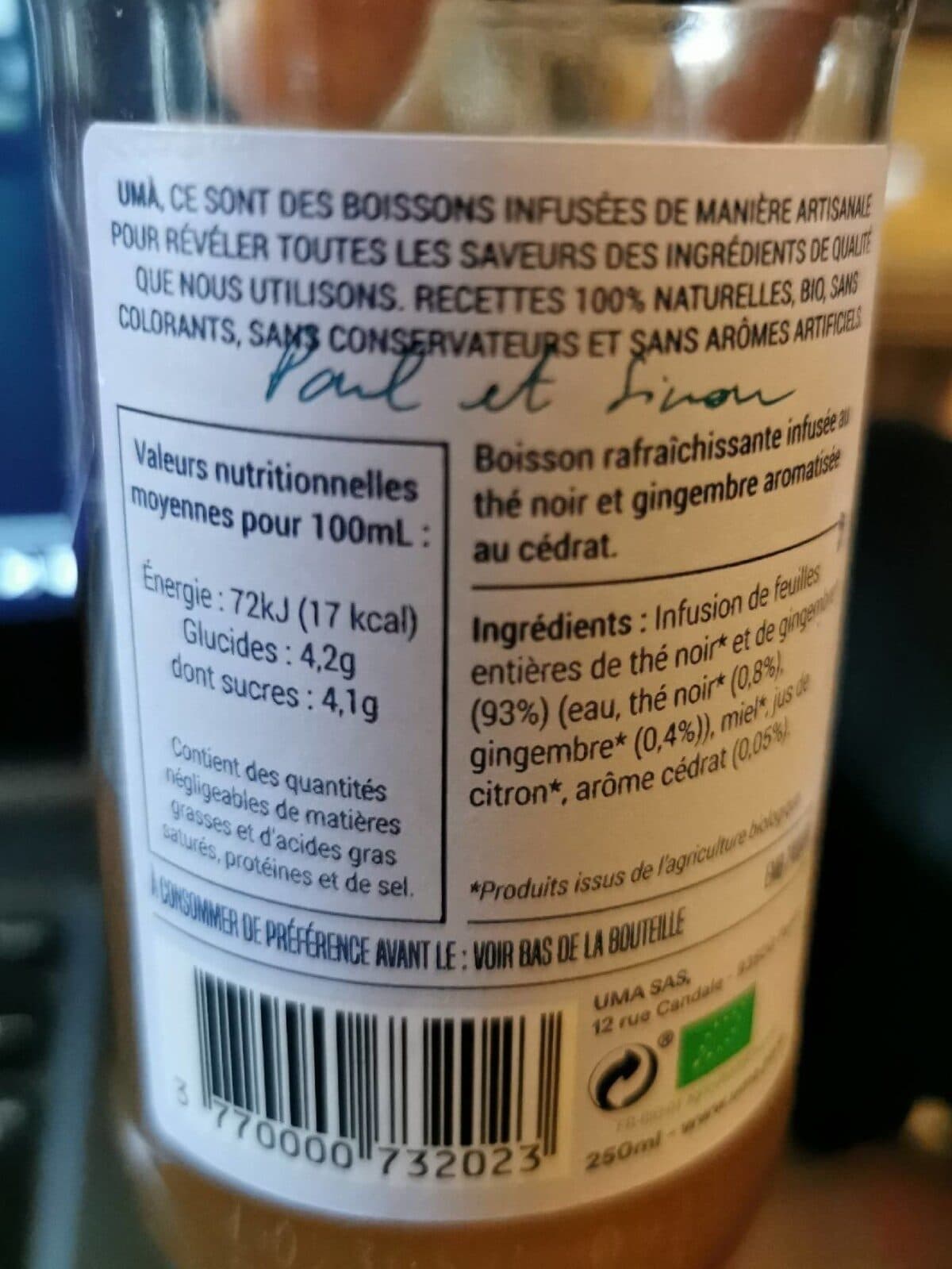 Open Food Facts Uma thé noir glacé packshot