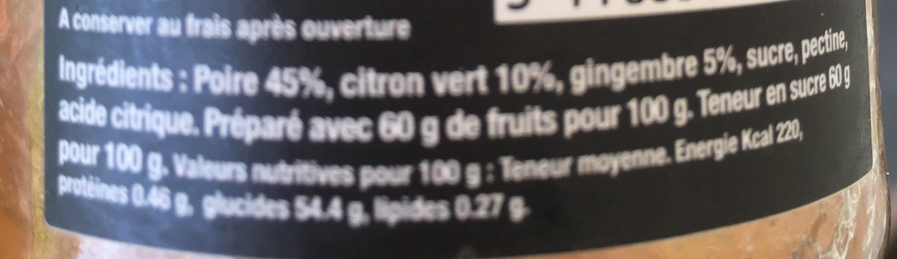 Les Confitures du Clocher Confiture de poire, citron vert et gingembre packshot