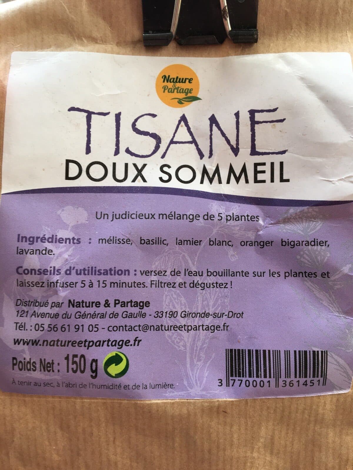 Open Food Facts Tisane doux sommeil packshot
