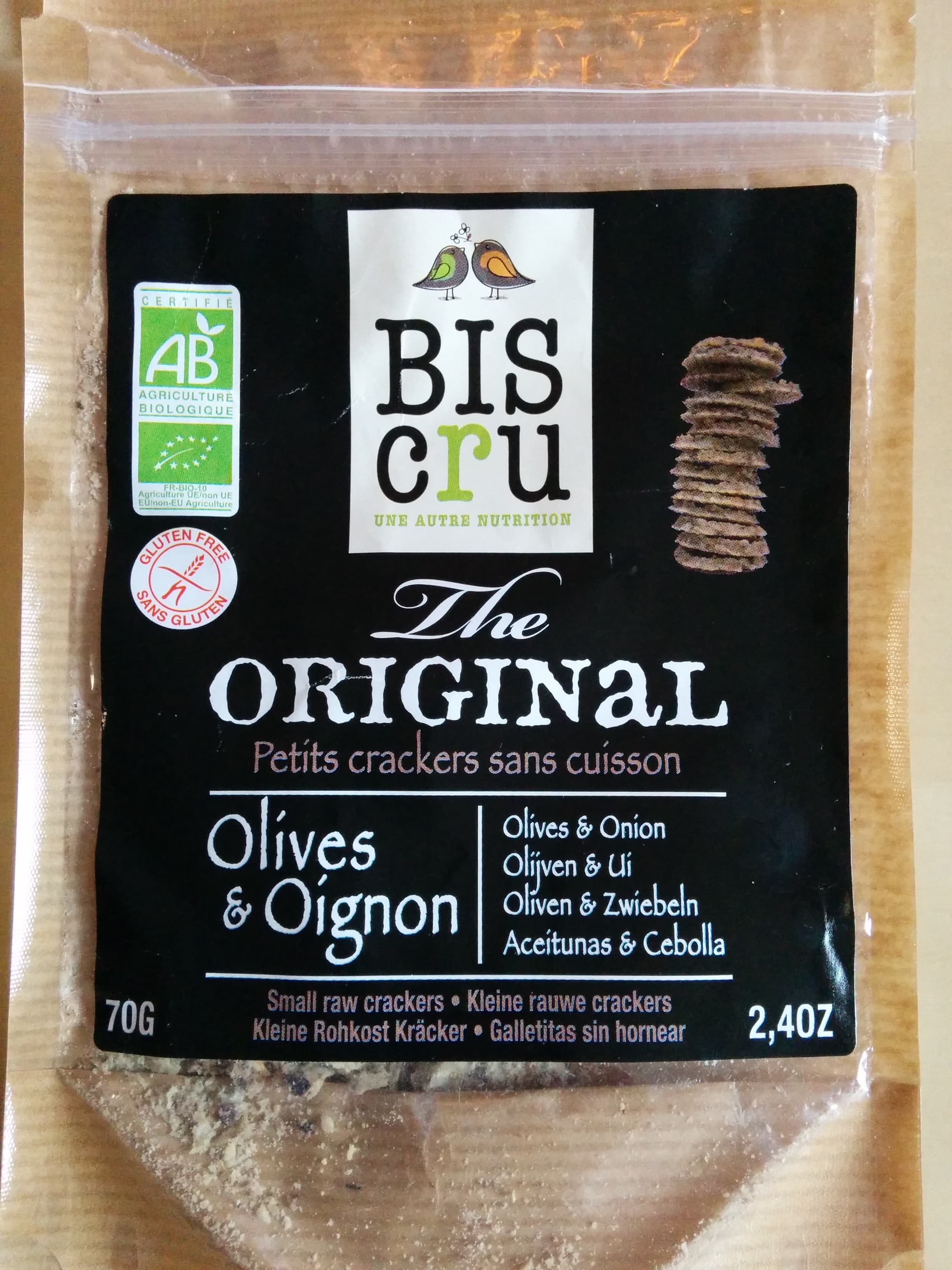 Biscru The original - Petits crackers sans cuisson Olives & Oignon packshot