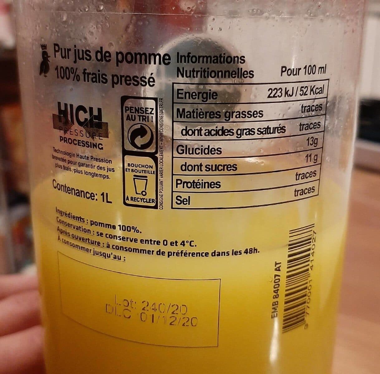 Grand Frais Pur jus de pomme 100% frais pressé packshot