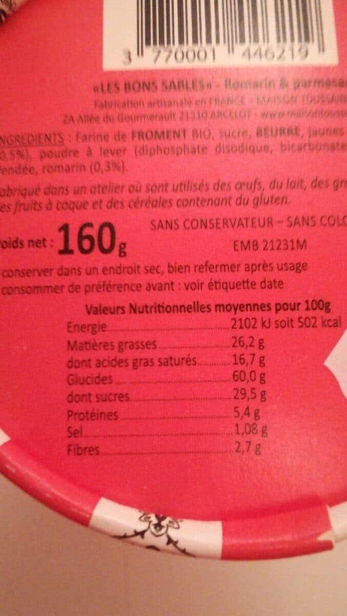 MAISON TOUSSAINT Les bons sablés - Romarin & parmesan packshot