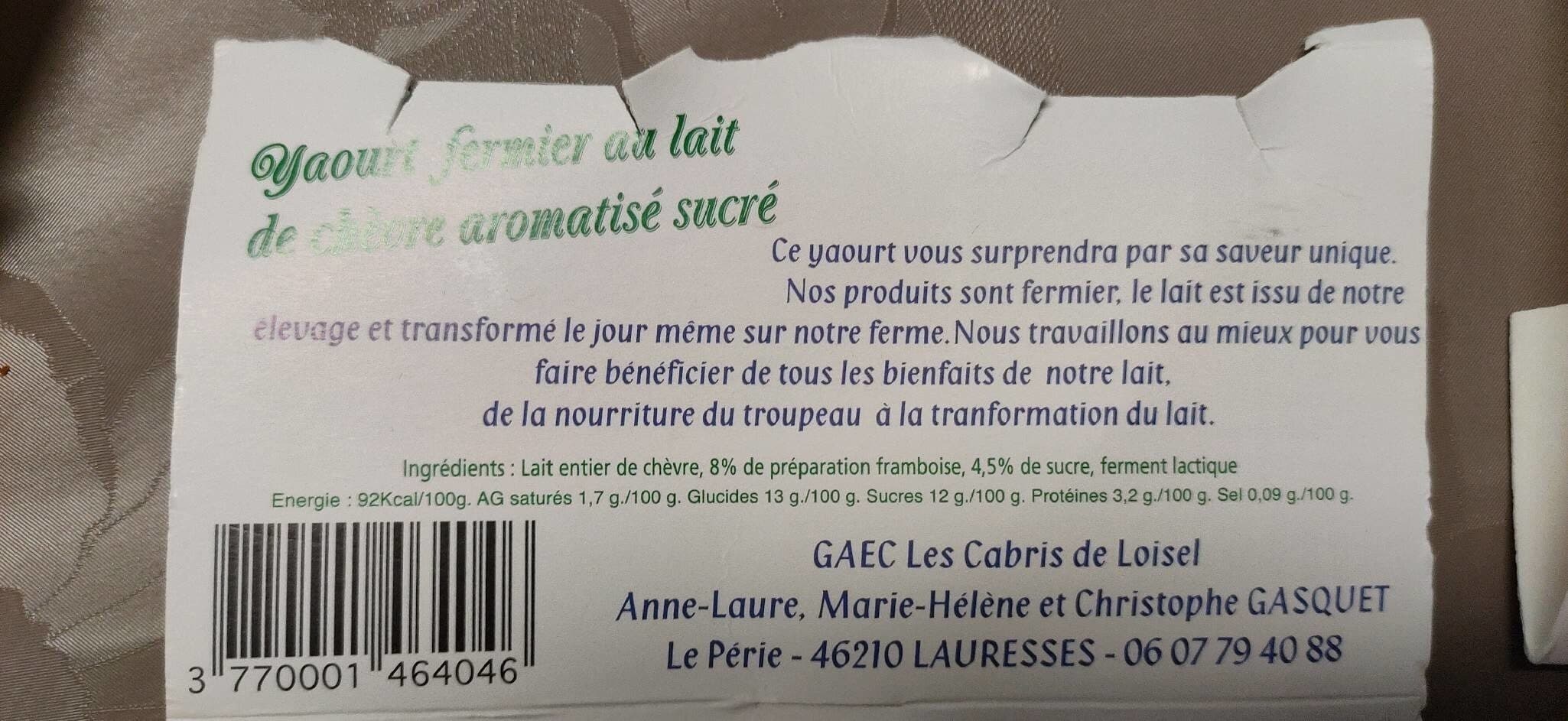 Les Cabris de Loisel Yaourt fermier au lait de chèvre aromatisé packshot