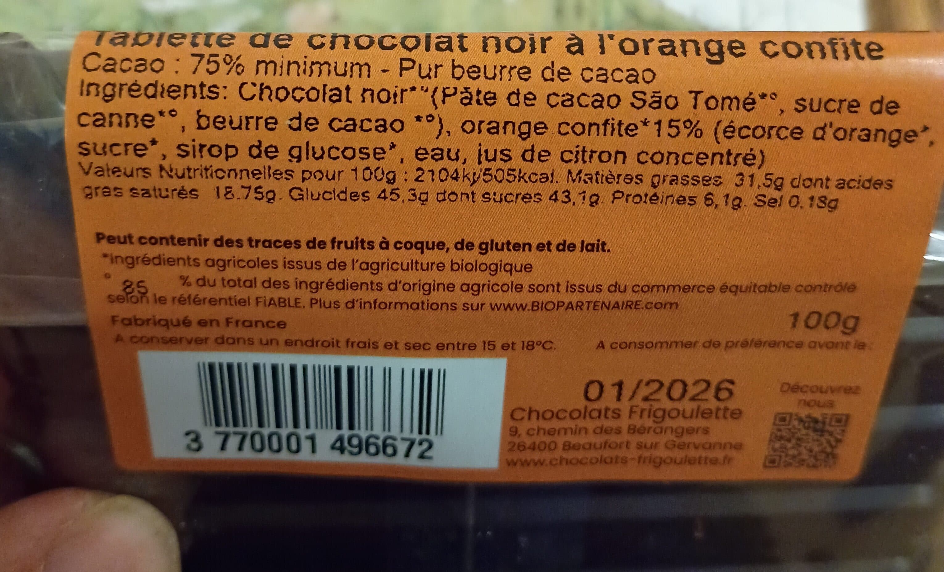 Frigoulette Tablette oranges confites packshot