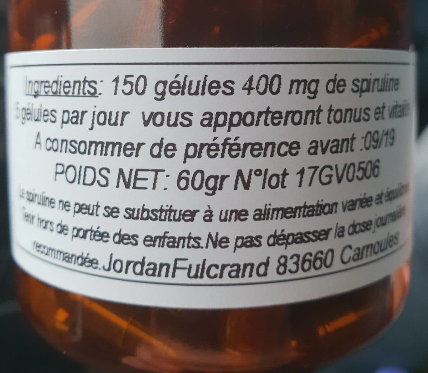 jordan Fulcrand Spiruline Naturelle - 3 Boites De Gélules 400 mg packshot