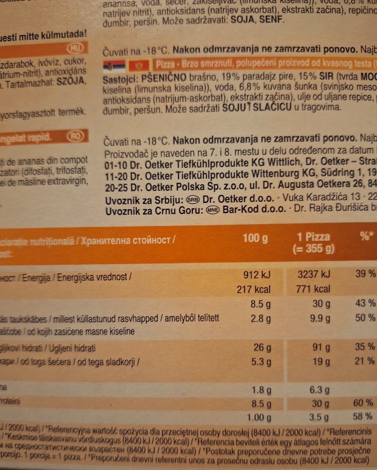 Dr. Oetker Pizza Hawaii packshot