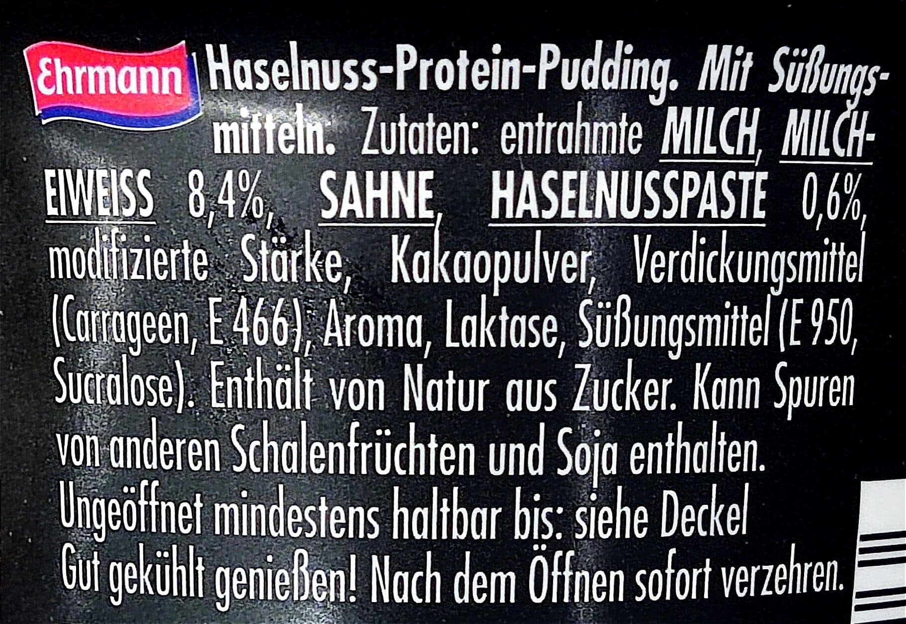 Ehrmann High Protein Hazelnut Pudding packshot