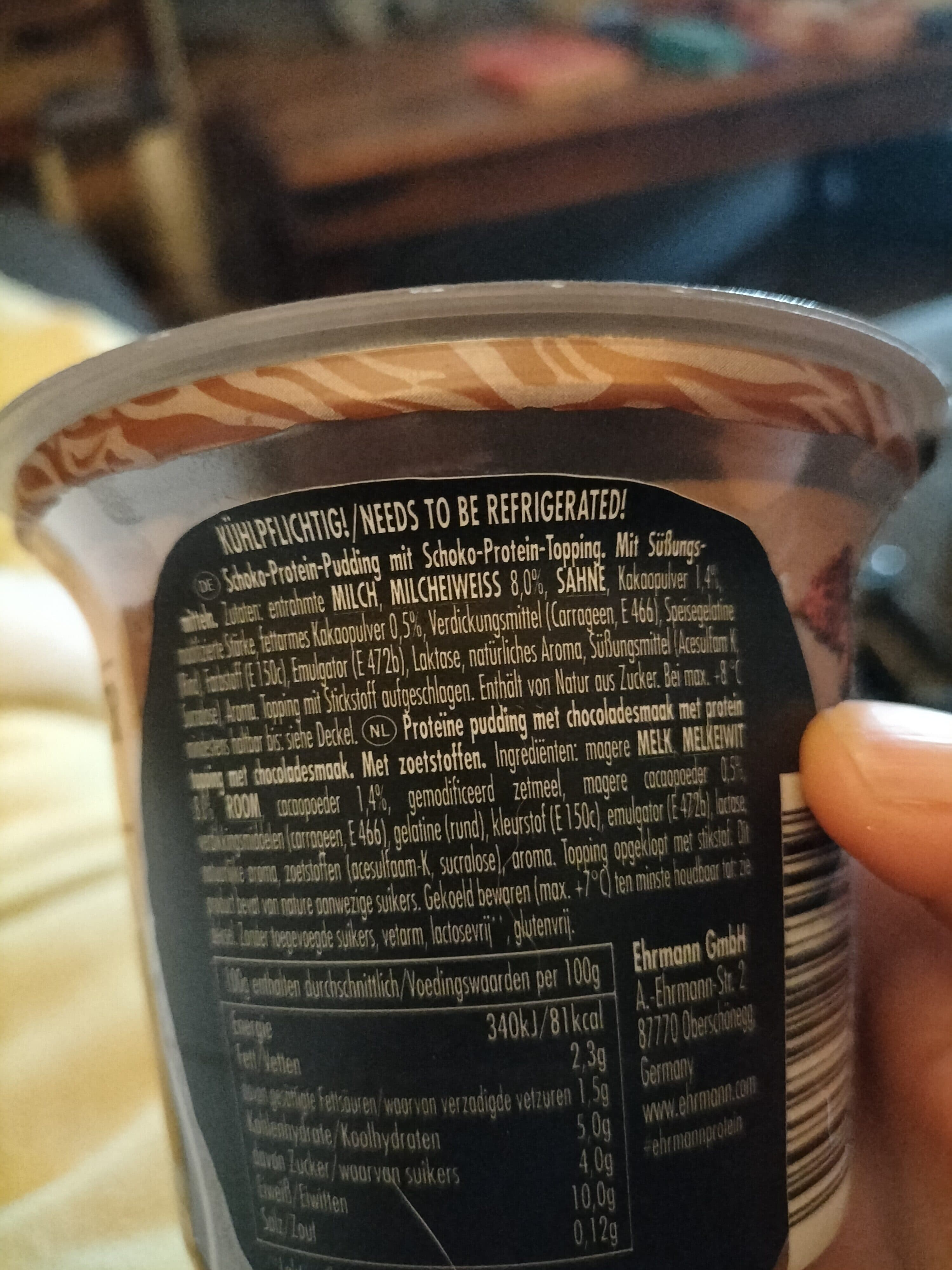 Ehrmann High protein double choc packshot