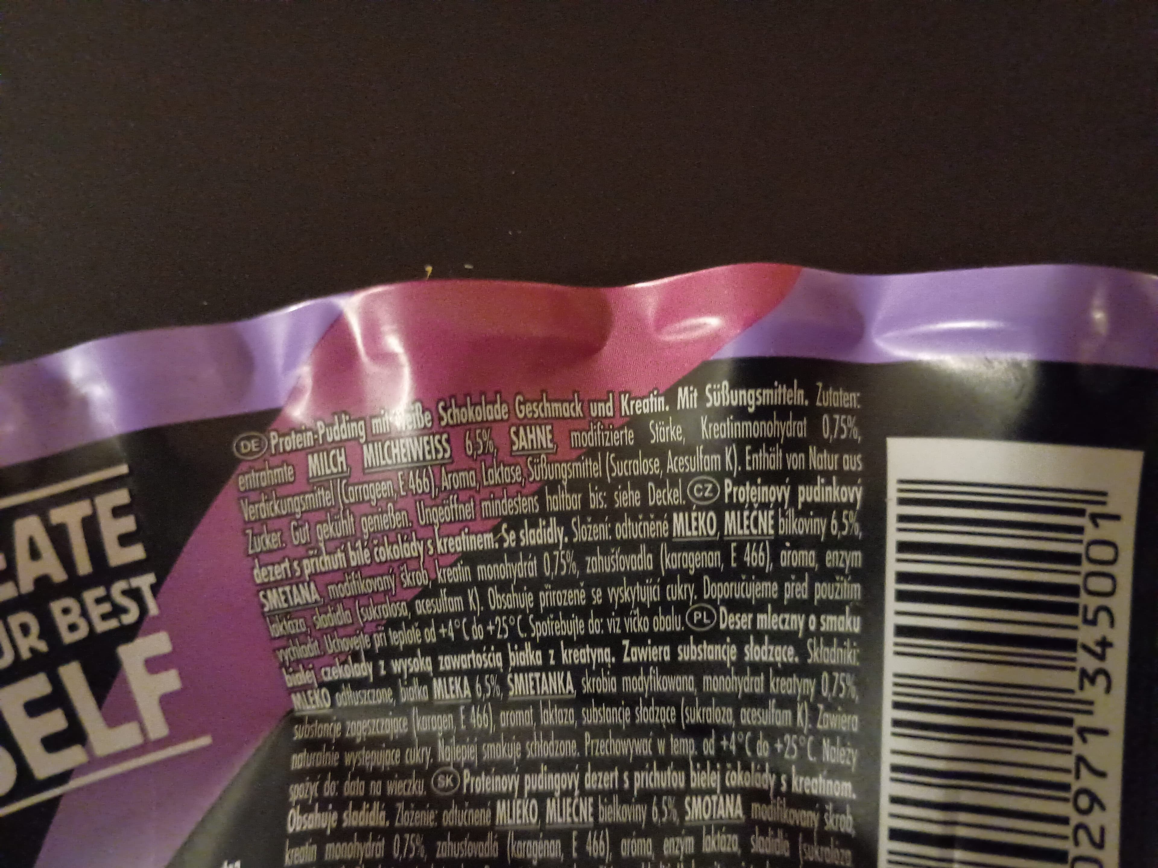 Ehrmann CREATINE White Choc Flavour Pudding packshot