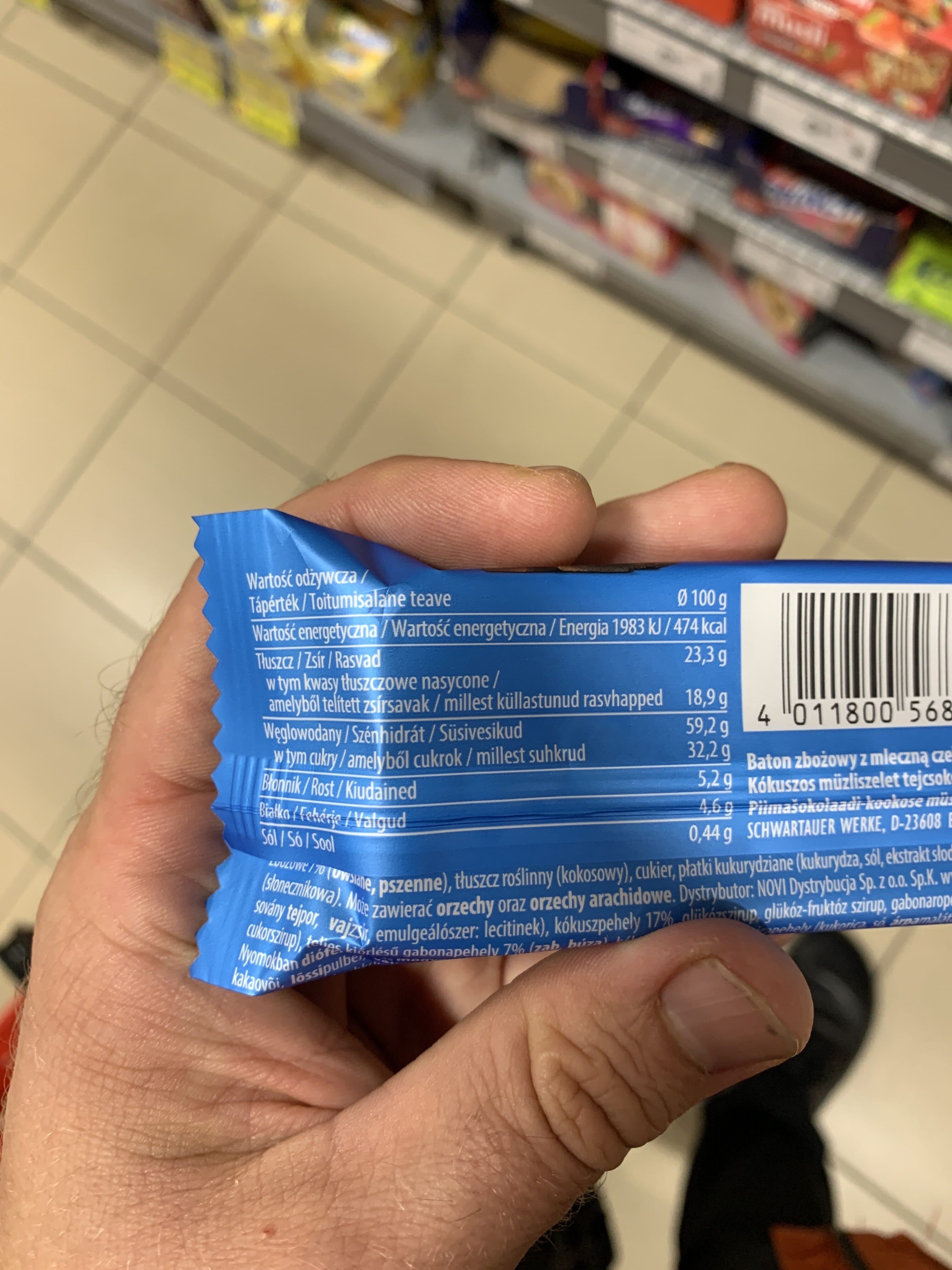 Corny Coconut and chocolate cereal bar (big) packshot