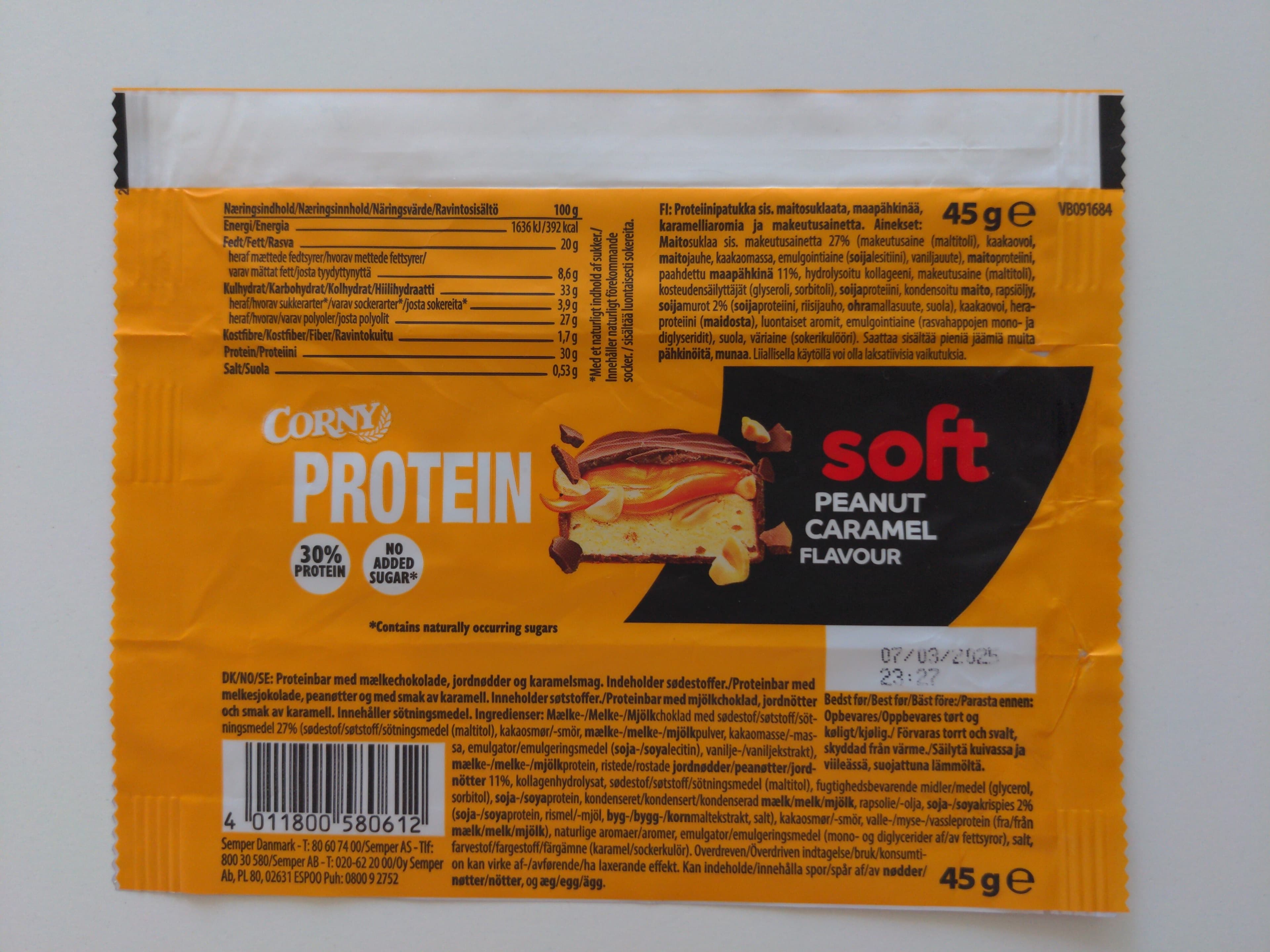 Corny Protein Soft Peanut Caramel Flavour packshot