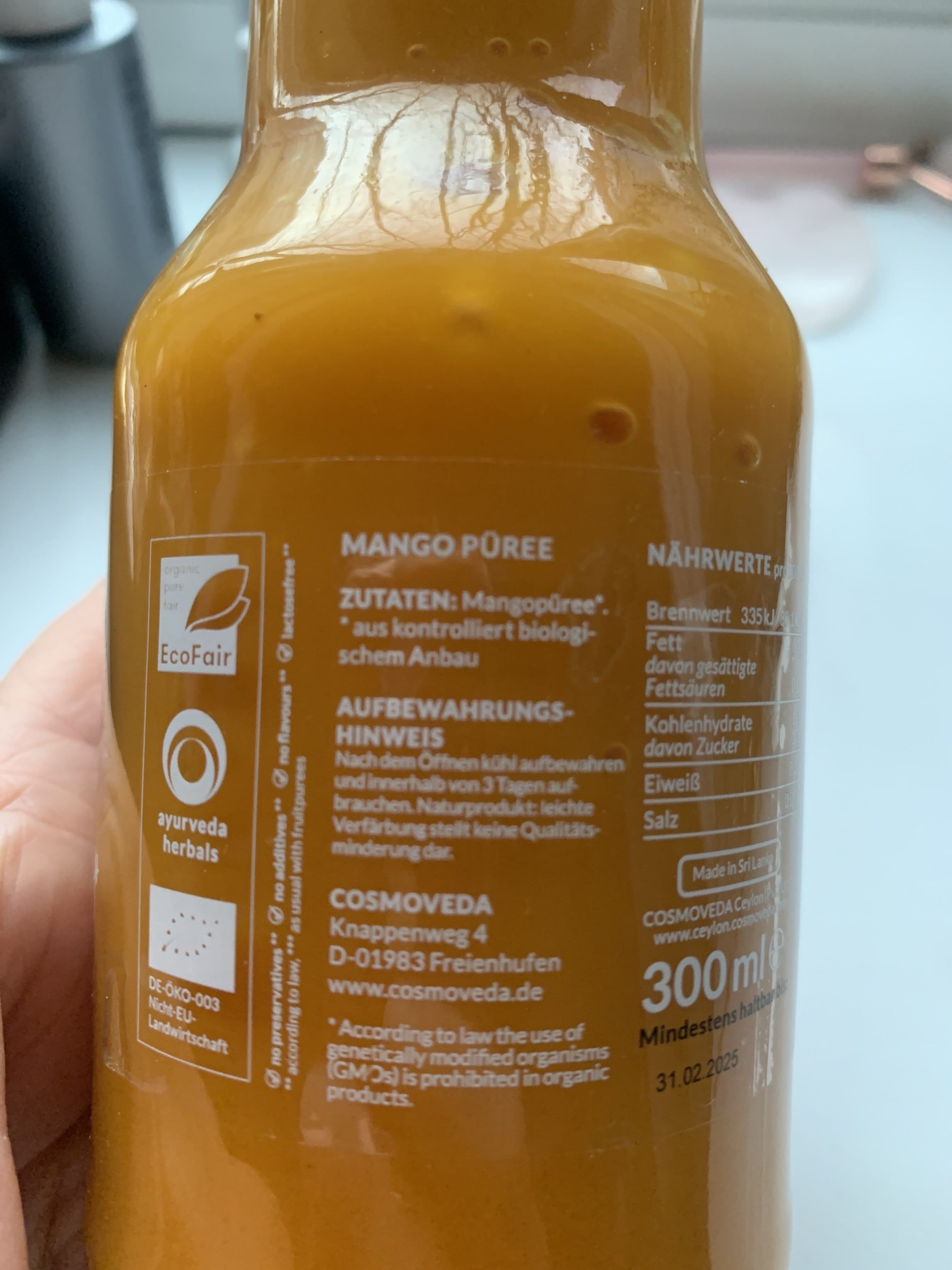 Cosmoveda my life Bio Mango purée packshot