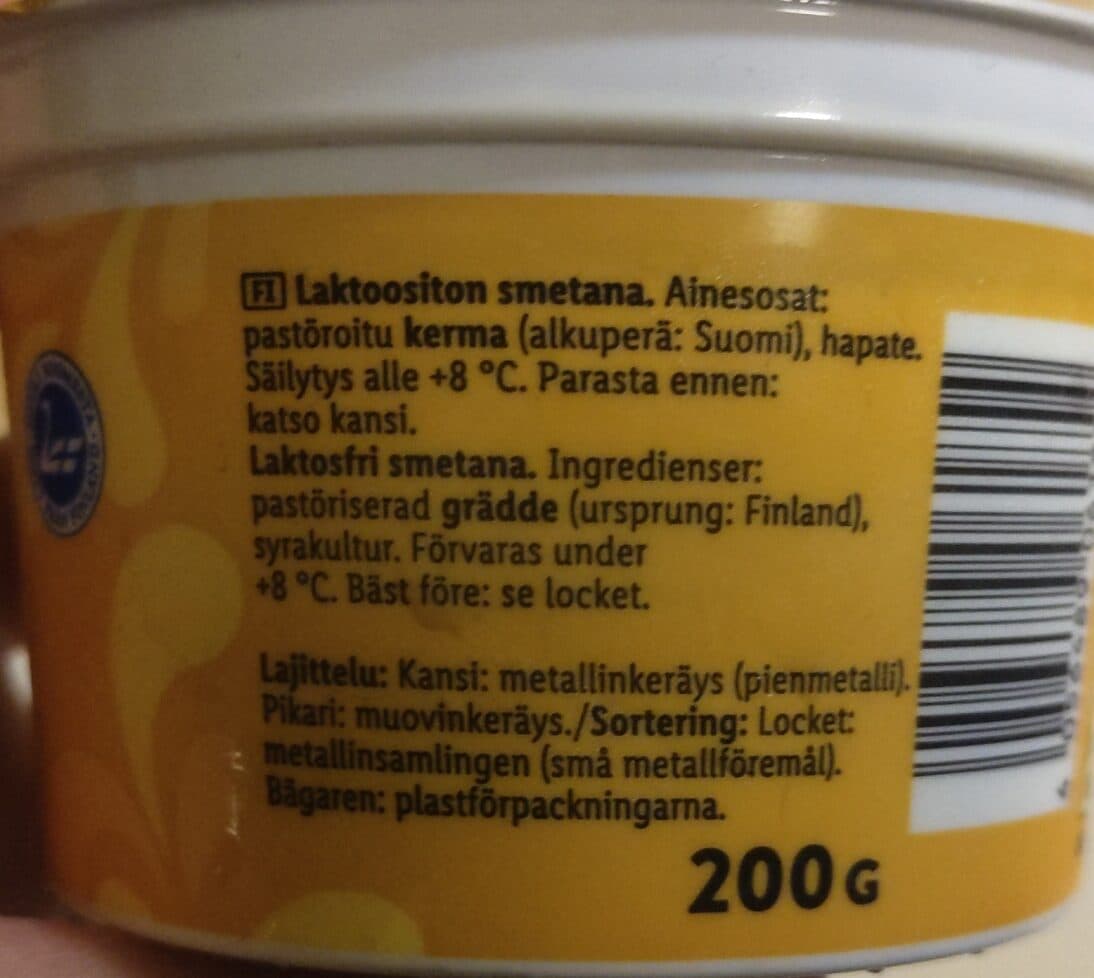 Pohjolan Meijeri Smetana laktoositon packshot