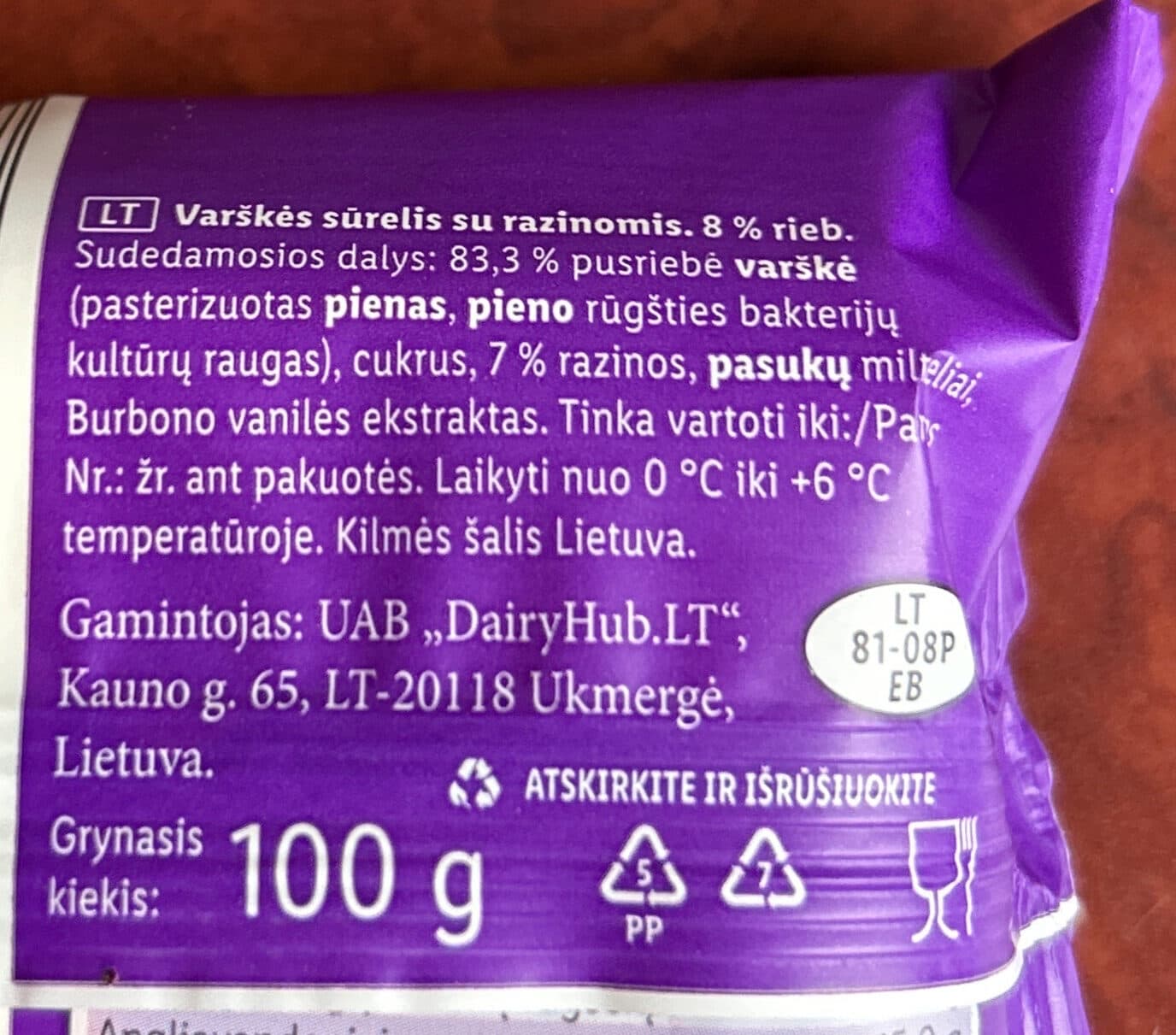 Pilos Varškės sūrelis su razinomis packshot