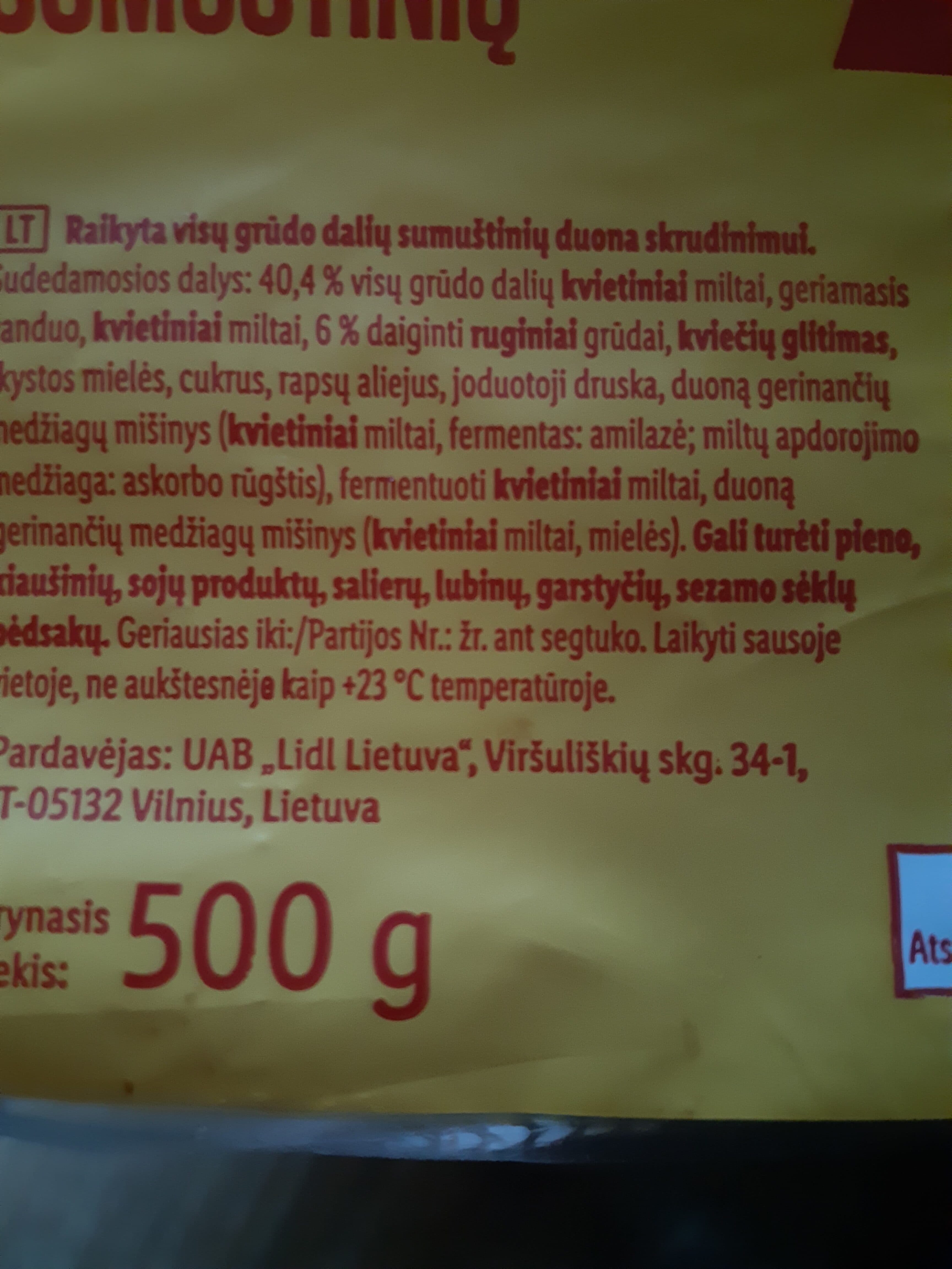 Mano duona Viso grudo sumuštiniu duona skrudinimui packshot